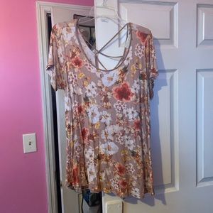 Floral top with cross cross back